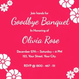 Online Editable Goodbye Banquet Invitation