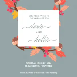 Online Editable Floral Marriage Invitation