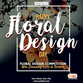 Online Editable Happy Floral Design Day February 28 Instagram Post