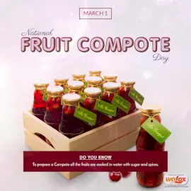Online Editable National Fruit Compote Day March 1 Social Media Post