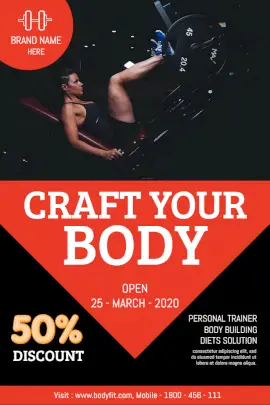 Online Editable New Gym Opening Promotion Pinterest Graphic