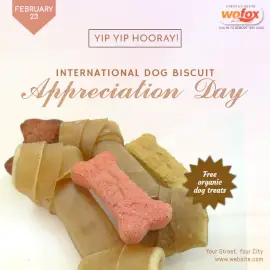 Online Editable International Dog Biscuit Appreciation Day February 23 Social Media Post
