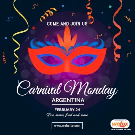 Online Editable Carnival Monday Argentina February 24 Social Media Post