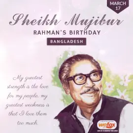 Online Editable Sheikh Mujibur Rahman's birthday in Bangladesh March 17 Social Media Post
