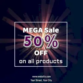 Online Editable Light Ray With Glitter Mega Sale Offer Animated Design