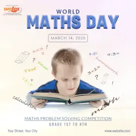 Online Editable World Maths Day March 14 Social Media Post