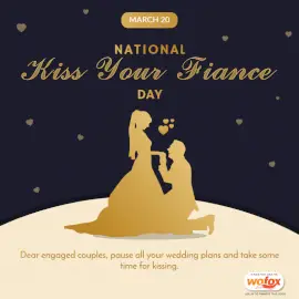 Online Editable National Kiss Your Fiancé Day March 20 Social Media Post