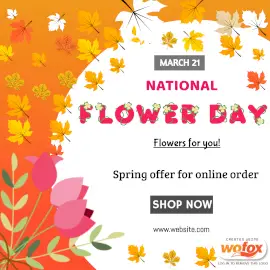 Online Editable National Flower Day March 21 Instagram Post
