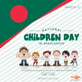 Online Editable National Children Day In Bangladesh March 17 Social Media Post