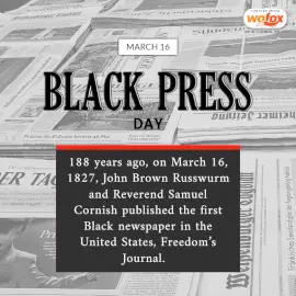 Online Editable Black Press Day Fact March 16 Social Media Post