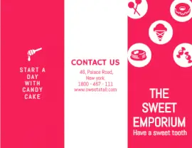 Online Editable Pink and White Candy Cake Brochure