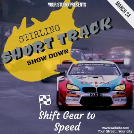 Online Editable Short Track Showdown Car Race Instagram Post