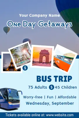 Online Editable One Day Getaway Trip Pinterest Graphic