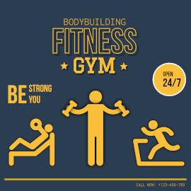 Online Editable Gym for Fitness and Bodybuilding Instagram Post