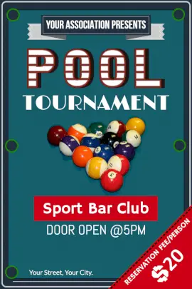 Online Editable Snooker Game Tournament Pinterest Graphic