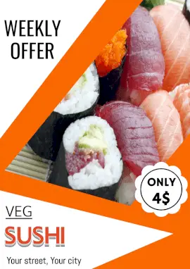 Online Editable Vegetarian Sushi Food Weekly Offers Menu