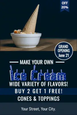 Online Editable Ice Cream Flavors and Toppings Pinterest Graphic