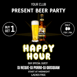 Online Editable Beer Party Happy Hour DJ Music Instagram Post