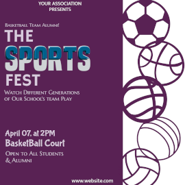 Online Editable Basketball Alumni Sports Fest Instagram Post