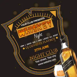 Online Editable Whiskey Night with DJ Party Instagram Post