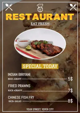 Online Editable Today's Restaurant Specials Menu