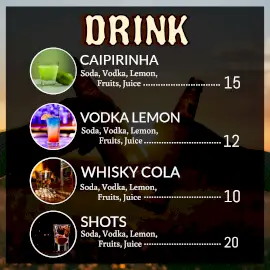 Online Editable Drink Menu Items Instagram Post