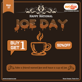 Online Editable Happy National Joe Day March 27 Instagram Post