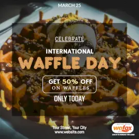 Online Editable International Waffle Day March 25 Social Media Post
