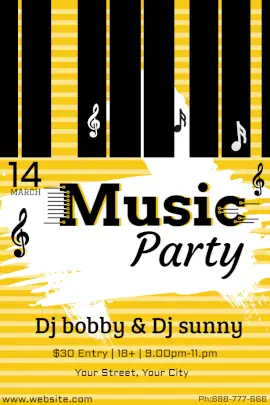 Online Editable DJ Music Party Pinterest Graphic