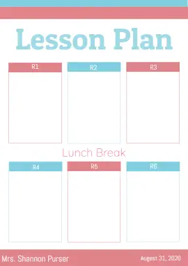 Online Editable Mrs. Shannon Course Planner Lesson Plan