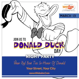 Online Editable Donald Duck Day March 13 Instagram Post
