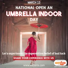 Online Editable National Open an Umbrella Indoors Day March 13 Instagram Post Online Editable National Open an Umbrella Indoors Day March 13 Instagram Post
