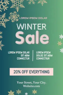 Online Editable Snowflake Winter Discount Sale Pinterest Graphic