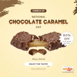 Online Editable National Chocolate Caramel Day March 19 Social Media Post