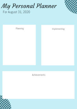 Online Editable My Personal Planner Lesson Plan