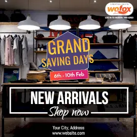 Online Editable New Arrivals Dresses Grand Saving Days Instagram Post