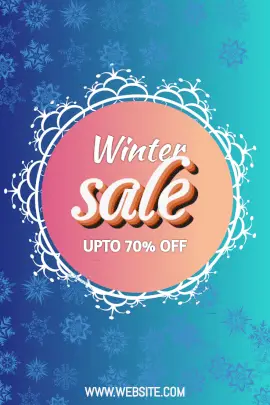Online Editable Snowflake Pattern Winter Sale Discount Instagram Post