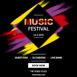 Online Editable Colorful Brush Strokes DJ Music Festival Instagram Post