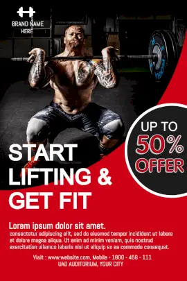 Online Editable Offers on Gym Registration Pinterest Graphic