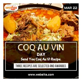 Online Editable Coq Au Vin Day Recipes Instagram Post