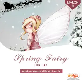 Online Editable Spring Fairy Fun Day March 21 Social Media Post
