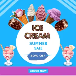 Online Editable Ice Cream Sales in Summer Instagram Post