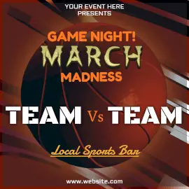 Online Editable March Madness Basketball Sports Event Animated Design