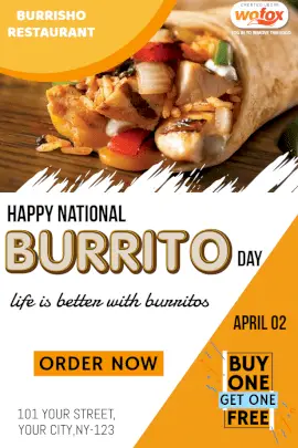 Online Editable National Burrito Day Pinterest Graphic