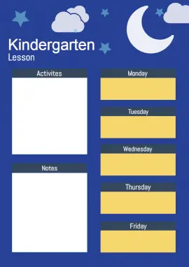 Online Editable Kindergarten School Weekly Lesson Plan