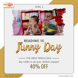 Online Editable Reading Is Funny Day April 1 Social Media Post