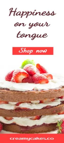 Online Editable Cherry Cream Cheese Cake Wide Skyscraper Ad