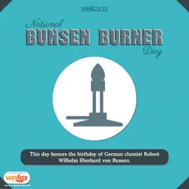 Online Editable National Bunsen Burner Day March 31 Social Media Post