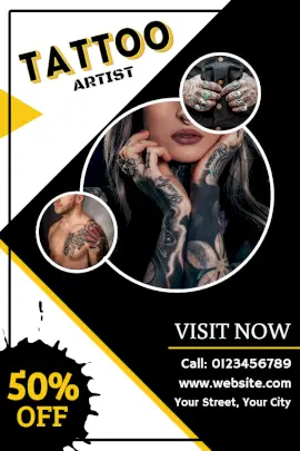 Online Editable Tattoo Artist from Professional Studio Pinterest Graphic
