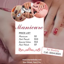 Online Editable Manicure at Salon Price List Instagram Post